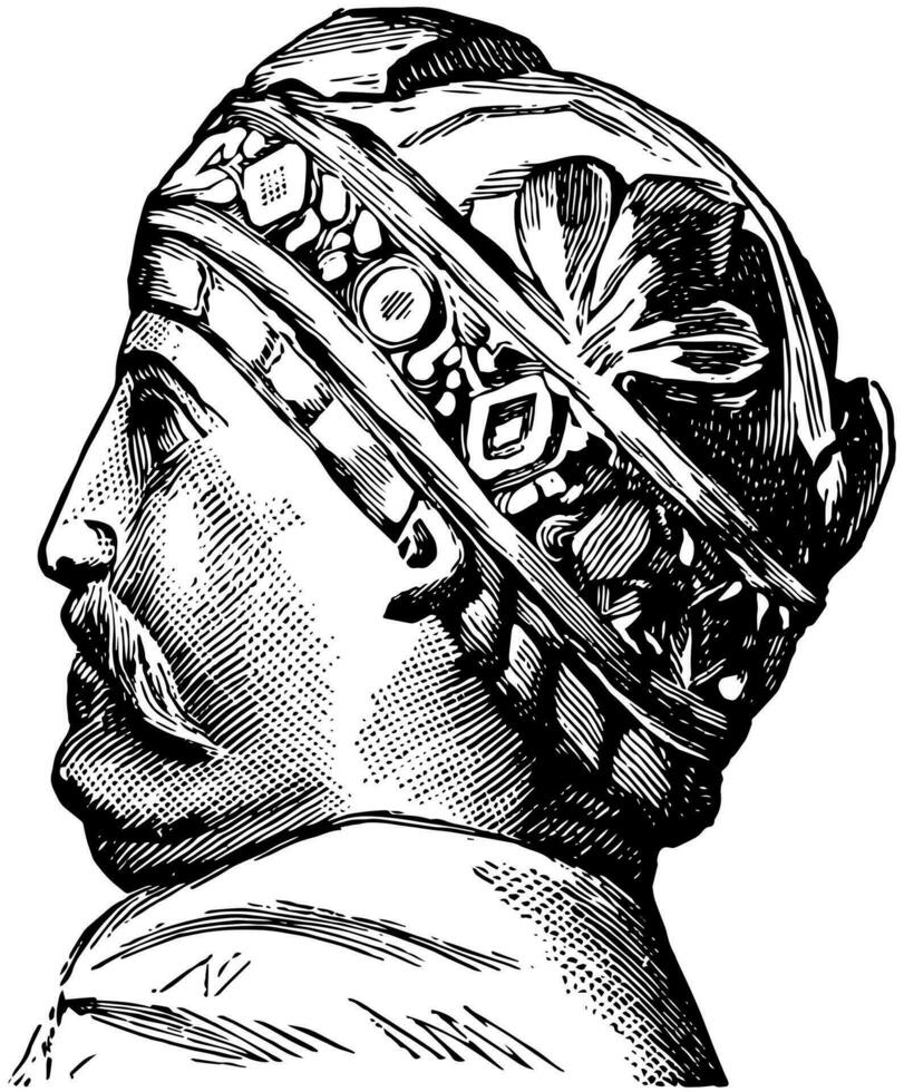 Profile of Charlemagne, vintage illustration vector