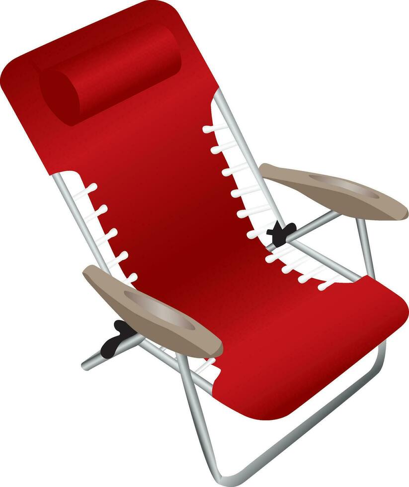 Red folding aluminium armchair with a pillow vector