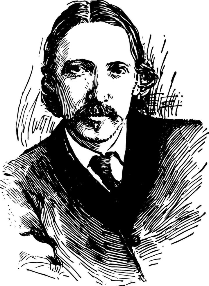 Robert Louis Stevenson, vintage illustration vector