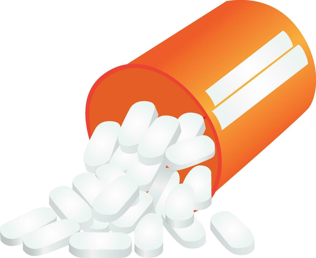 Pills falling out of bottle vector