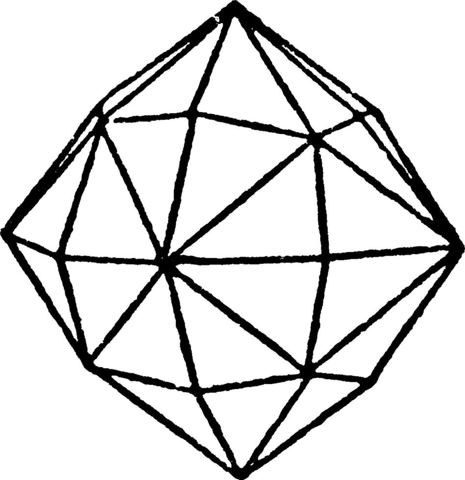 octaedro hexakis, ilustración vintage. vector