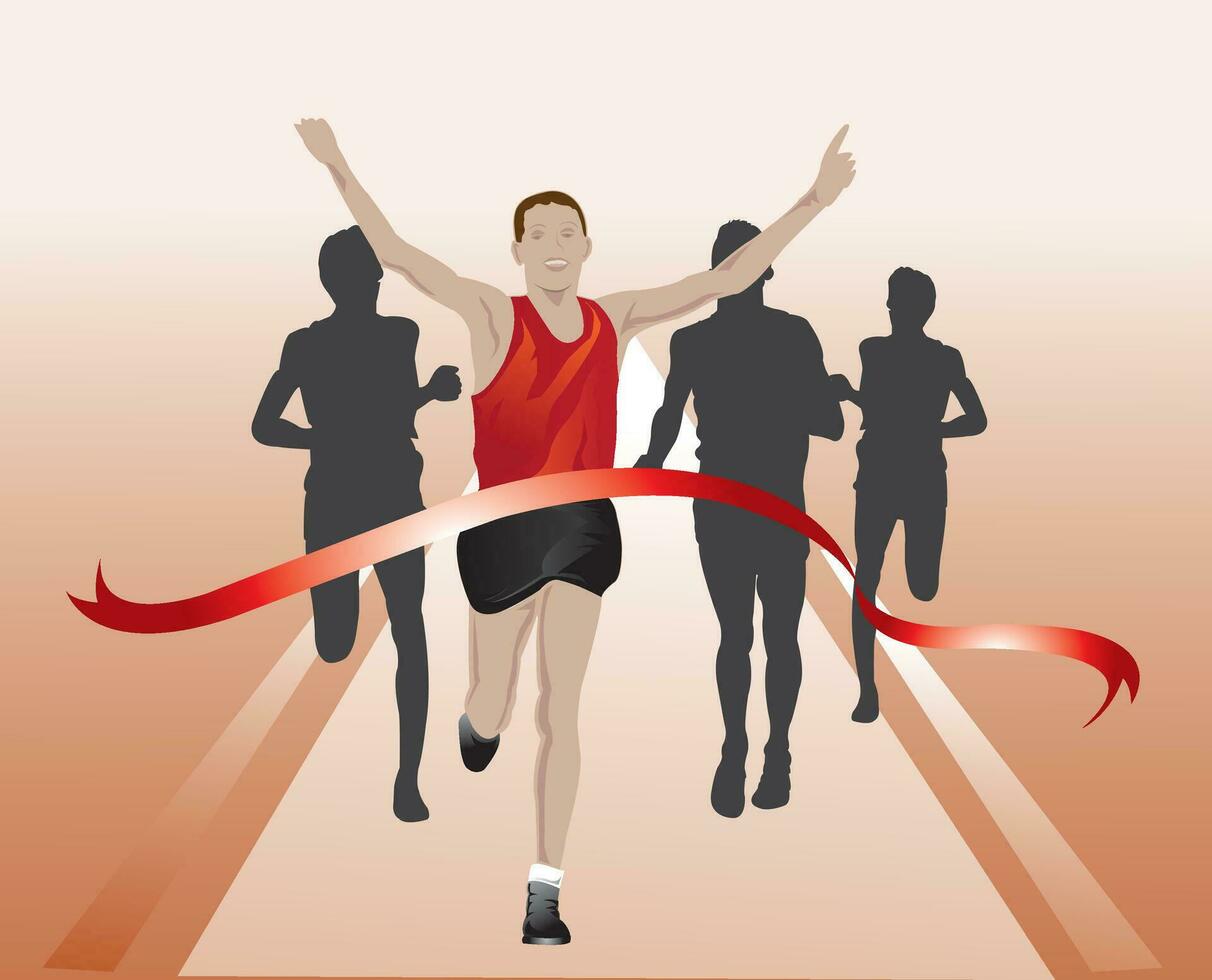 Runners crossing the finish line, illustration vector