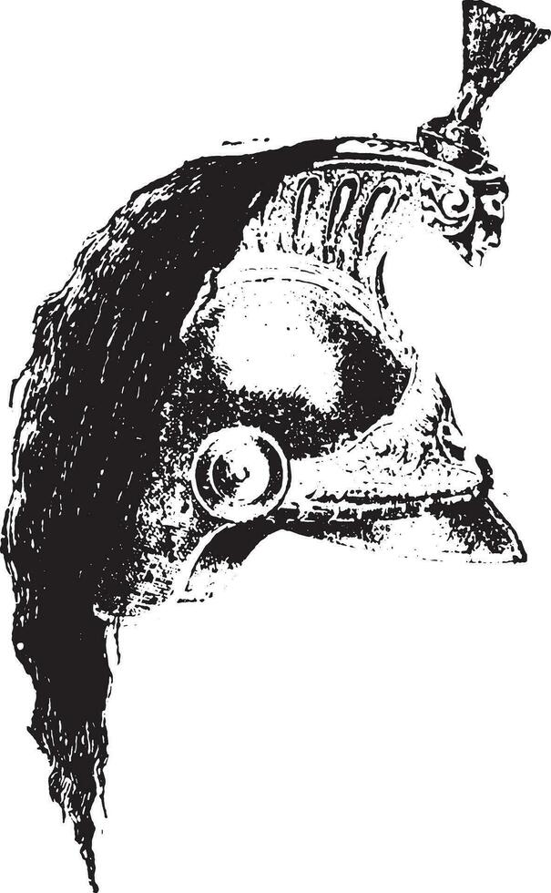 Dreadnaught Helmet, vintage engraving. vector