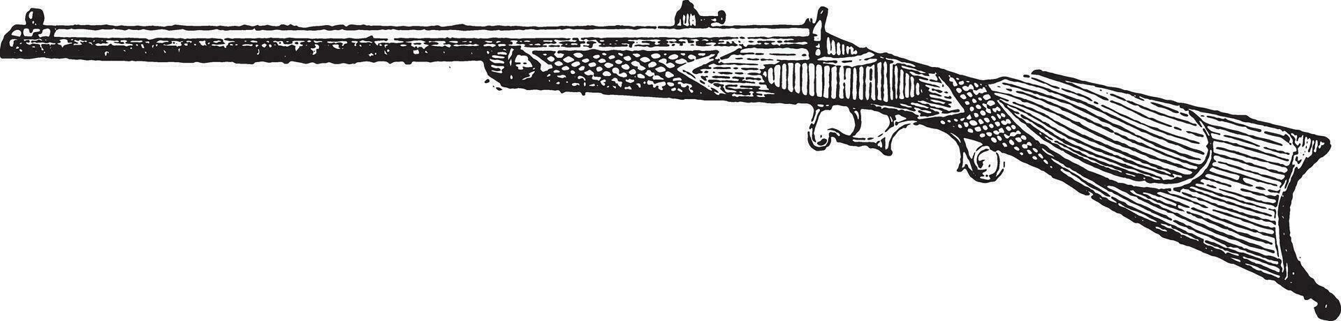 Paris rifle, vintage engraving. vector