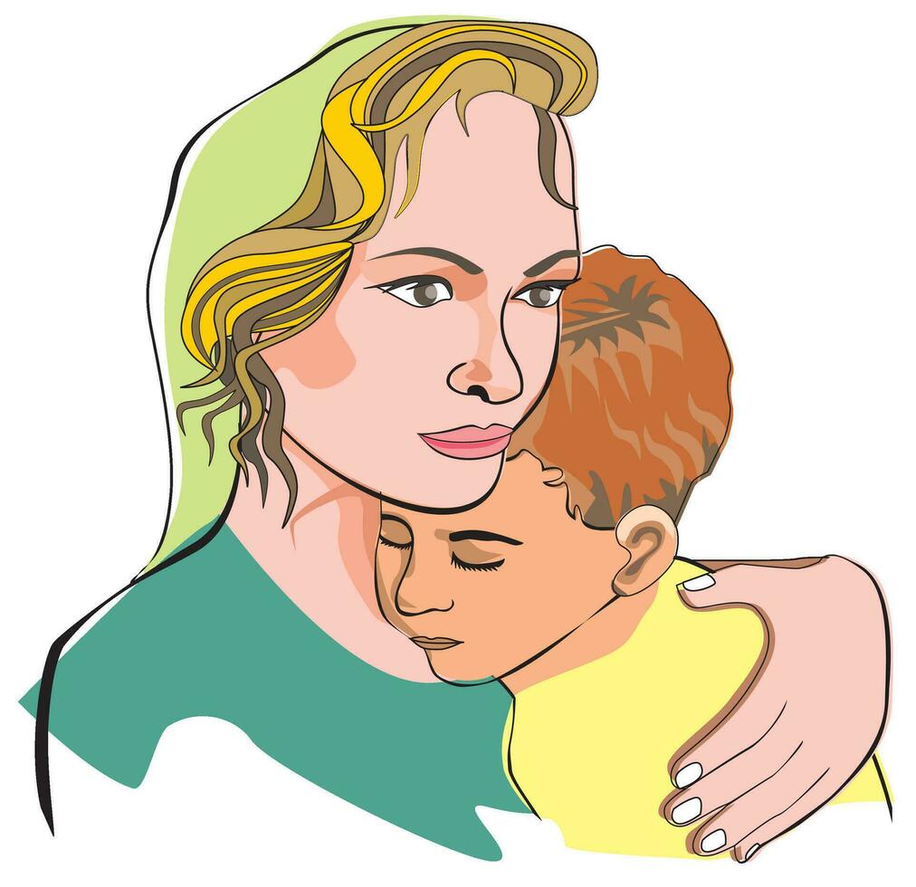 madre y hijo, ilustración vector