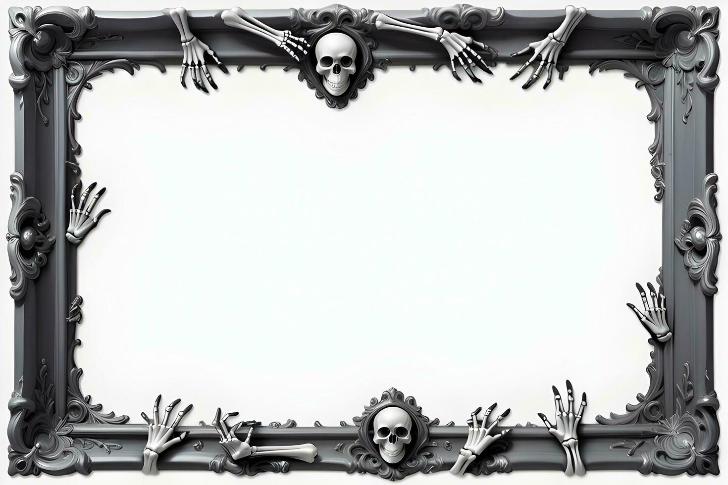 AI generated Skull border frame illustration photo