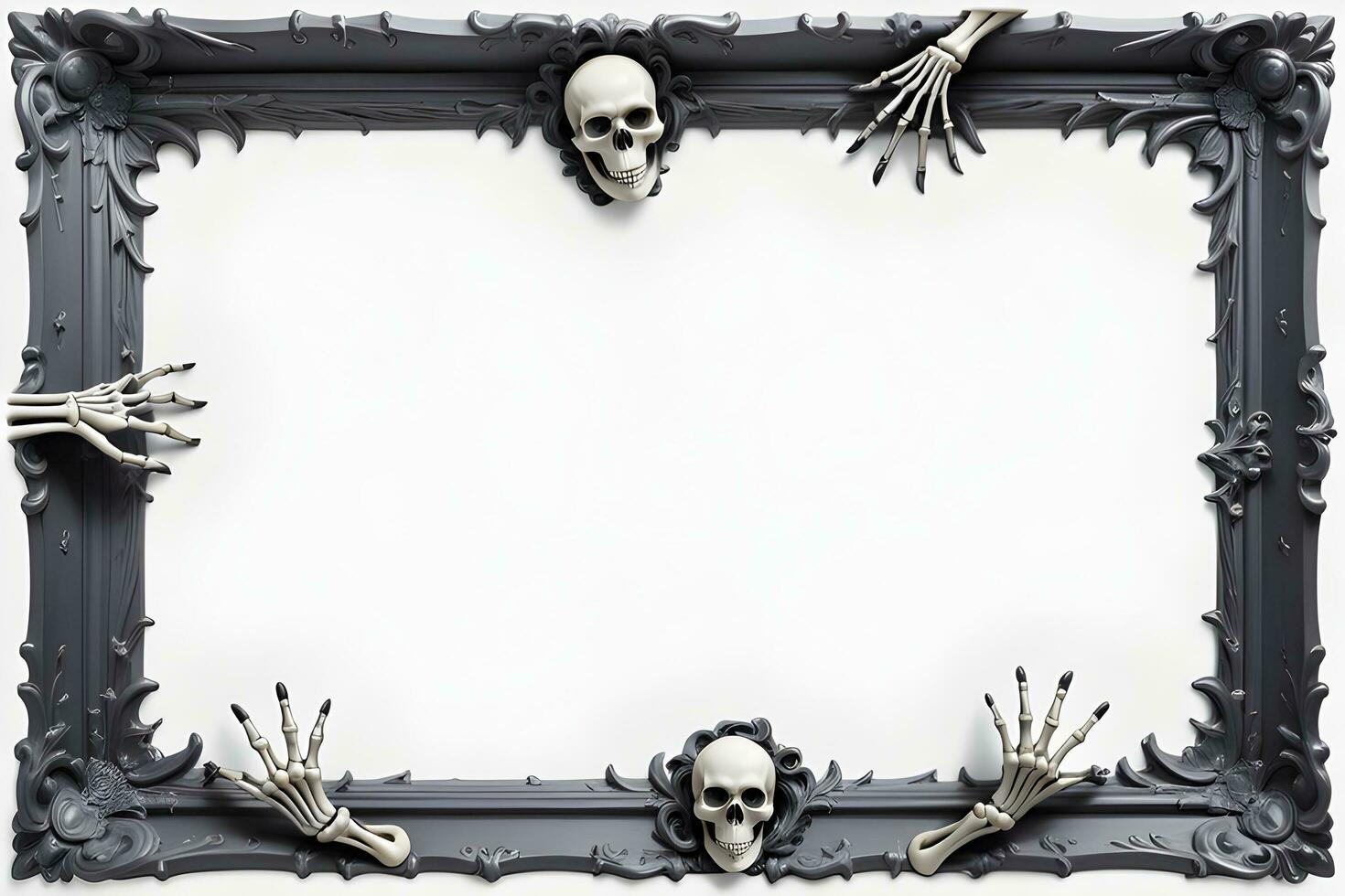 AI generated Skull border frame illustration photo