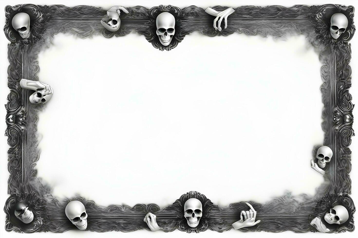 AI generated Skull border frame illustration photo