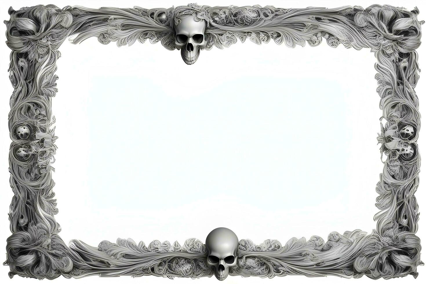 AI generated Skull border frame illustration photo