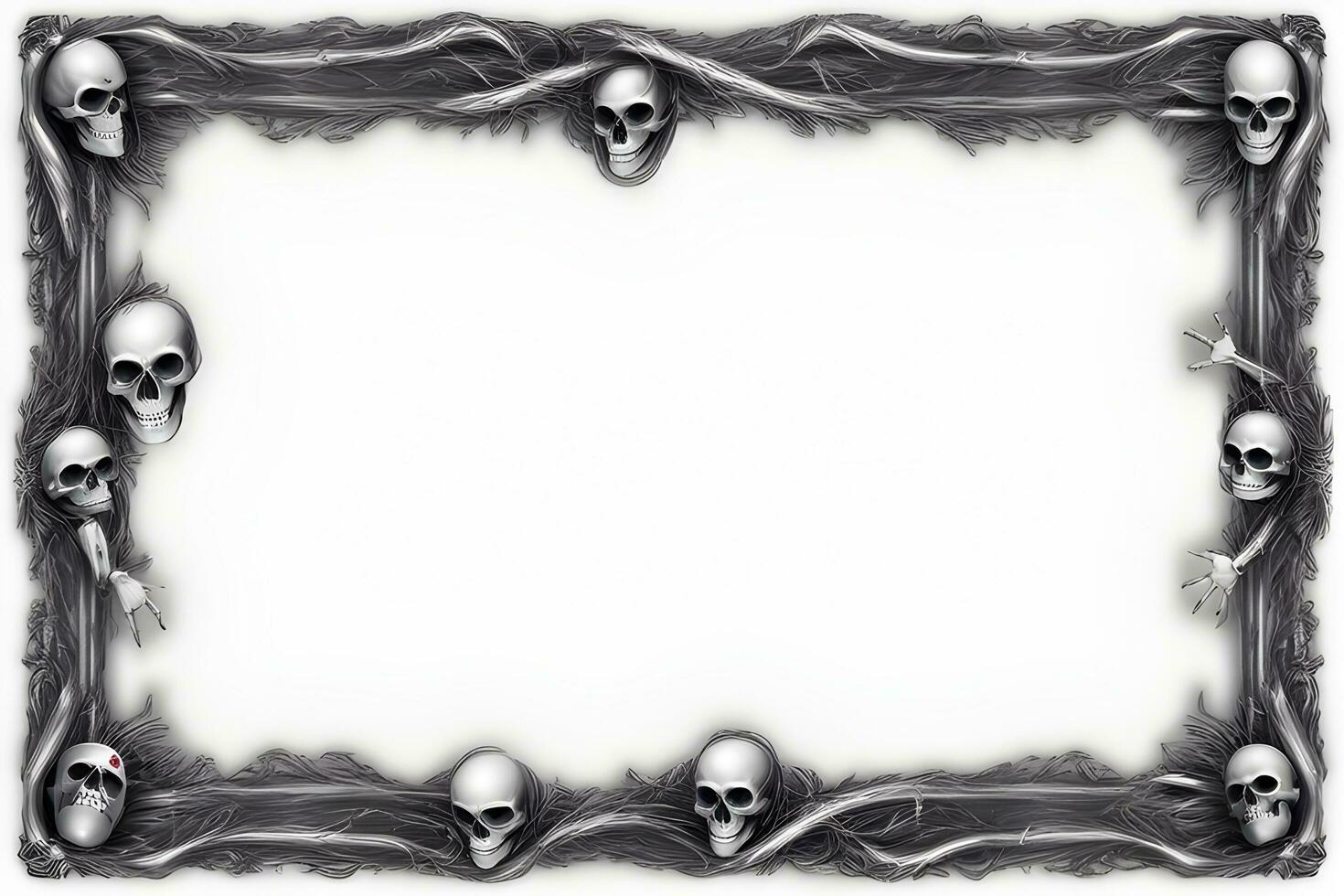 AI generated Skull border frame illustration photo