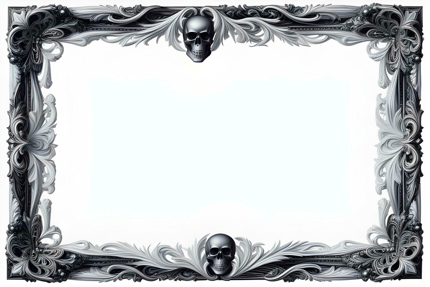 AI generated Skull border frame illustration photo