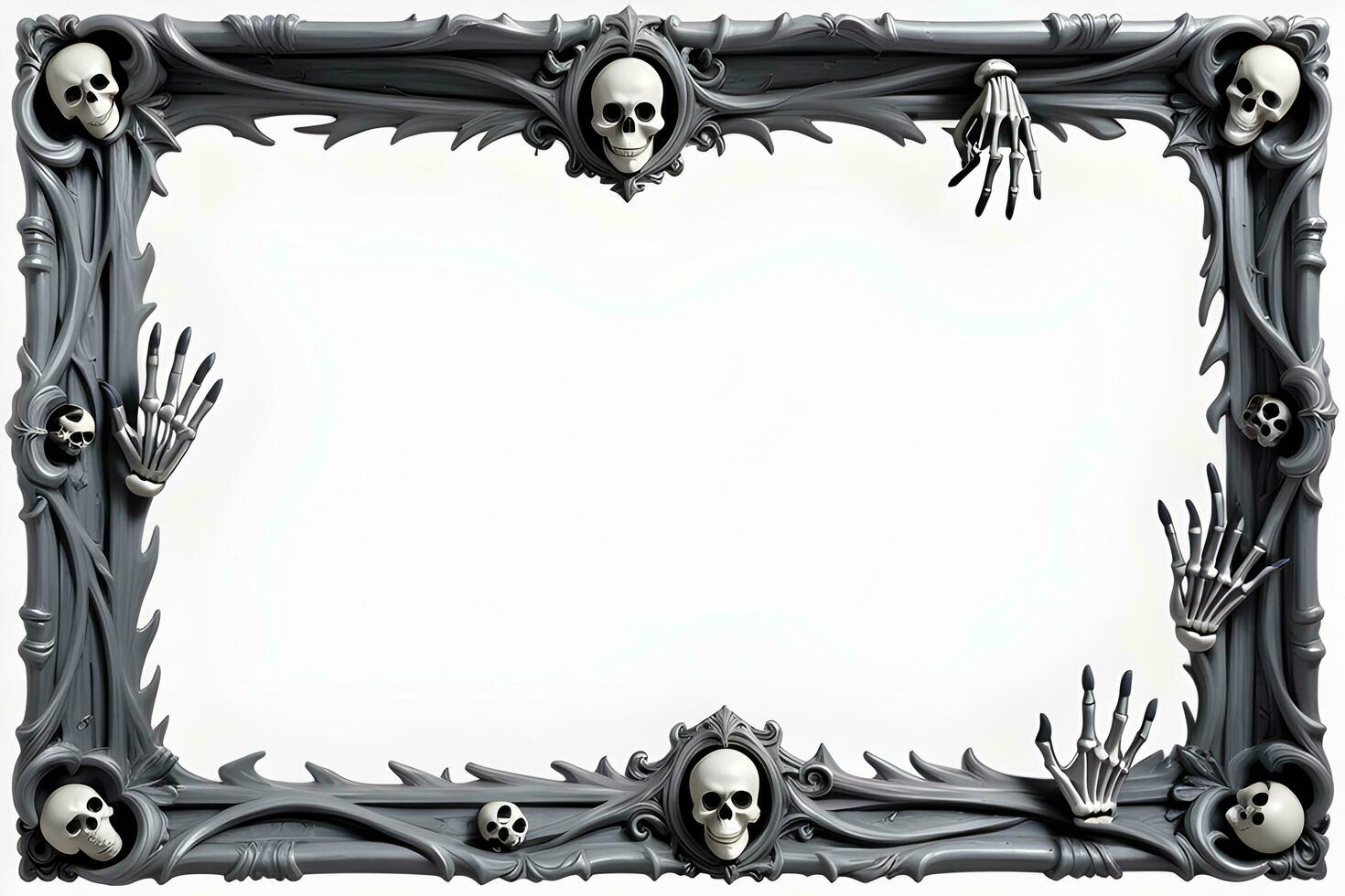 AI generated Skull border frame illustration photo