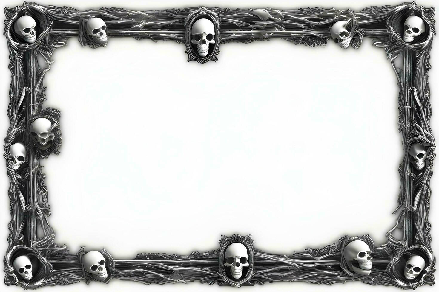 AI generated Skull border frame illustration photo