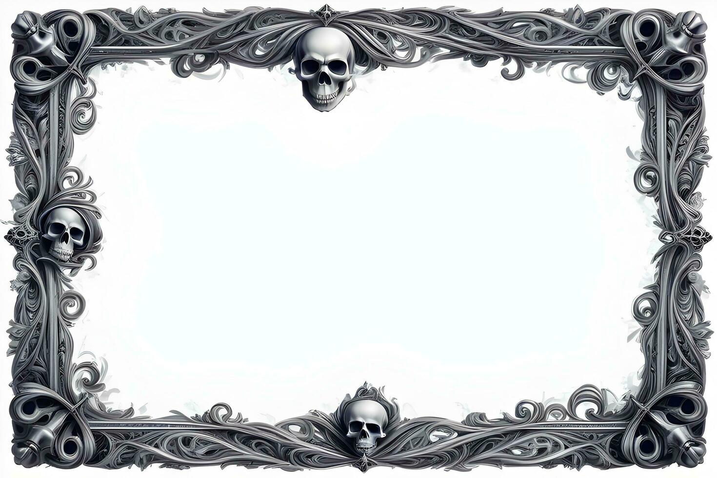 AI generated Skull border frame illustration photo