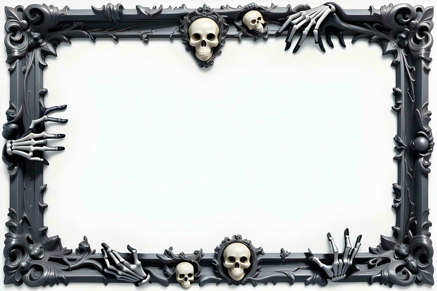 AI generated Skull border frame illustration photo