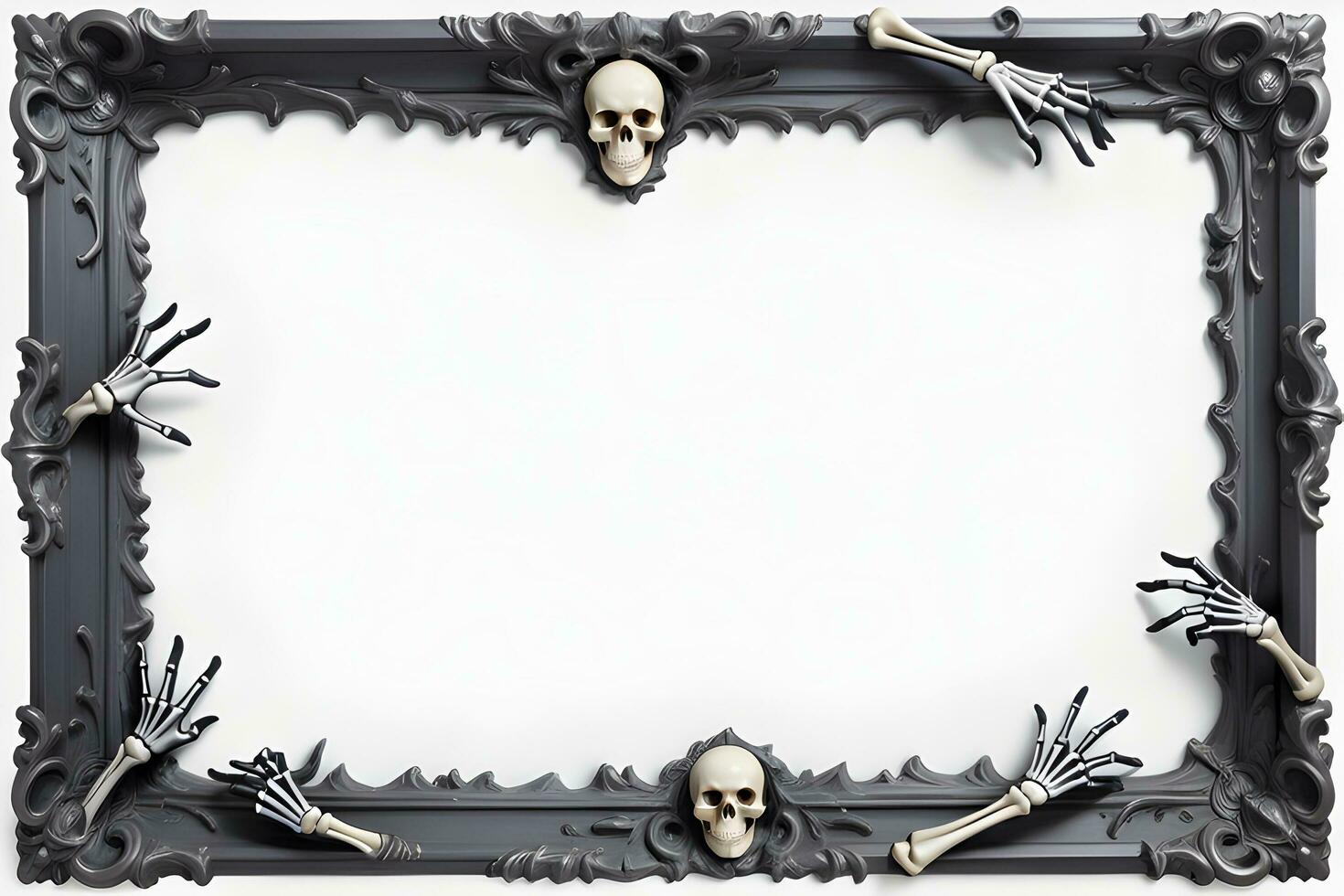 AI generated Skull border frame illustration photo