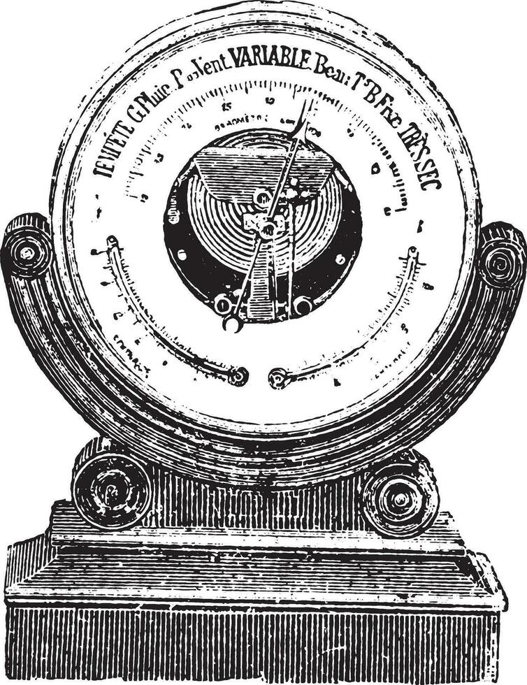 Aneroid barometer, vintage engraving. vector