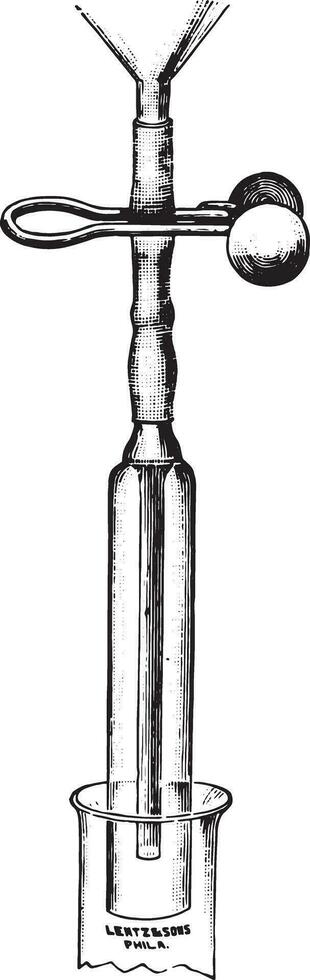 Apparatus to be attached to the lower end of funnel, vintage engraving. vector