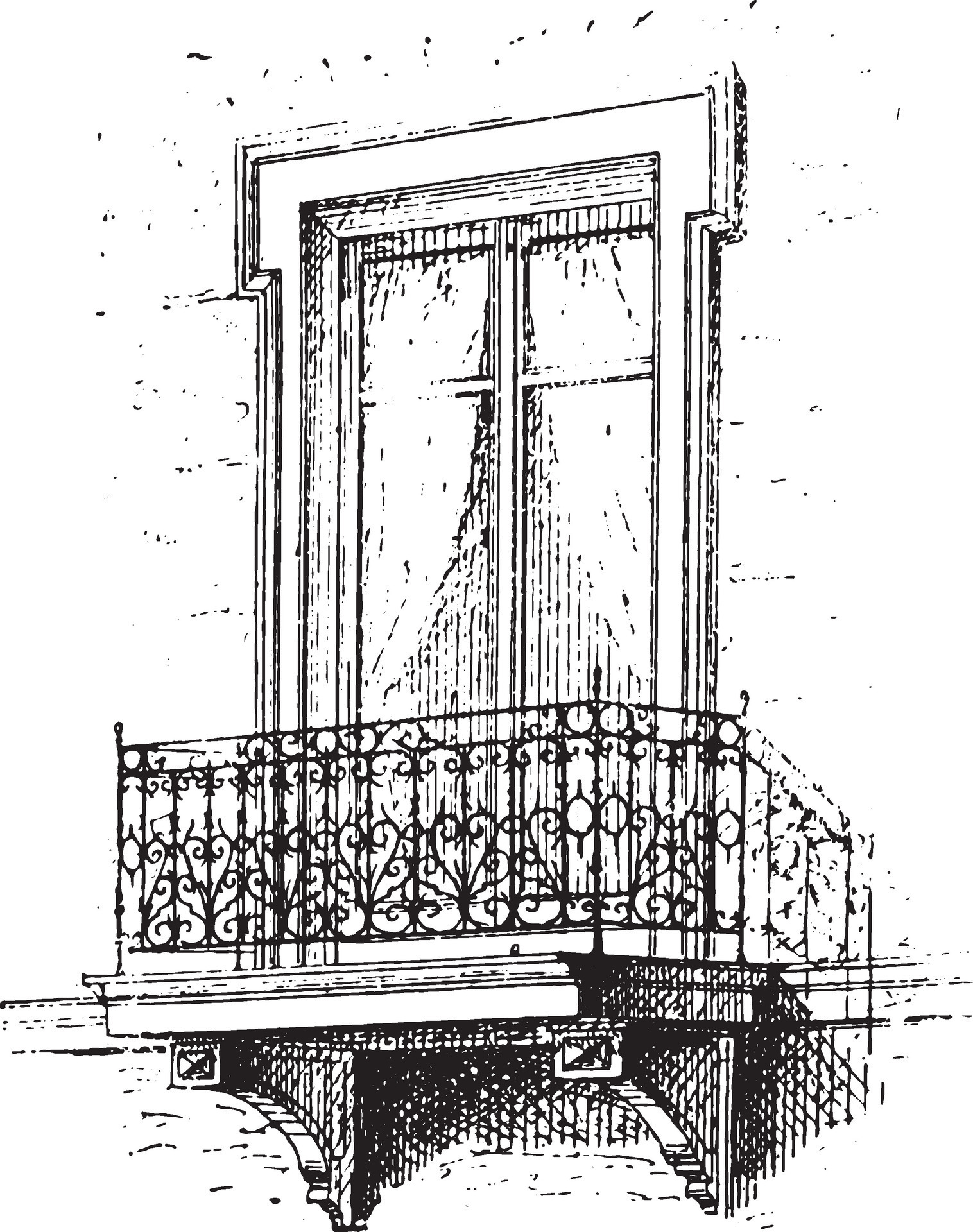 Balcony, vintage engraving. 35366605 Vector Art at Vecteezy