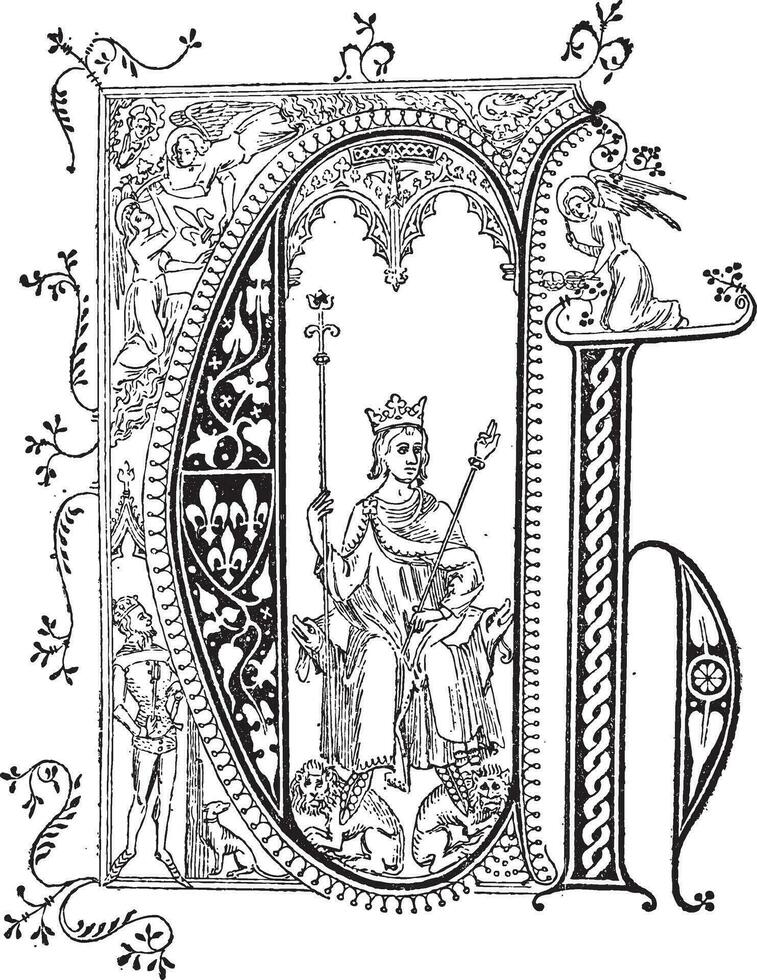Miniature, vintage engraving vector