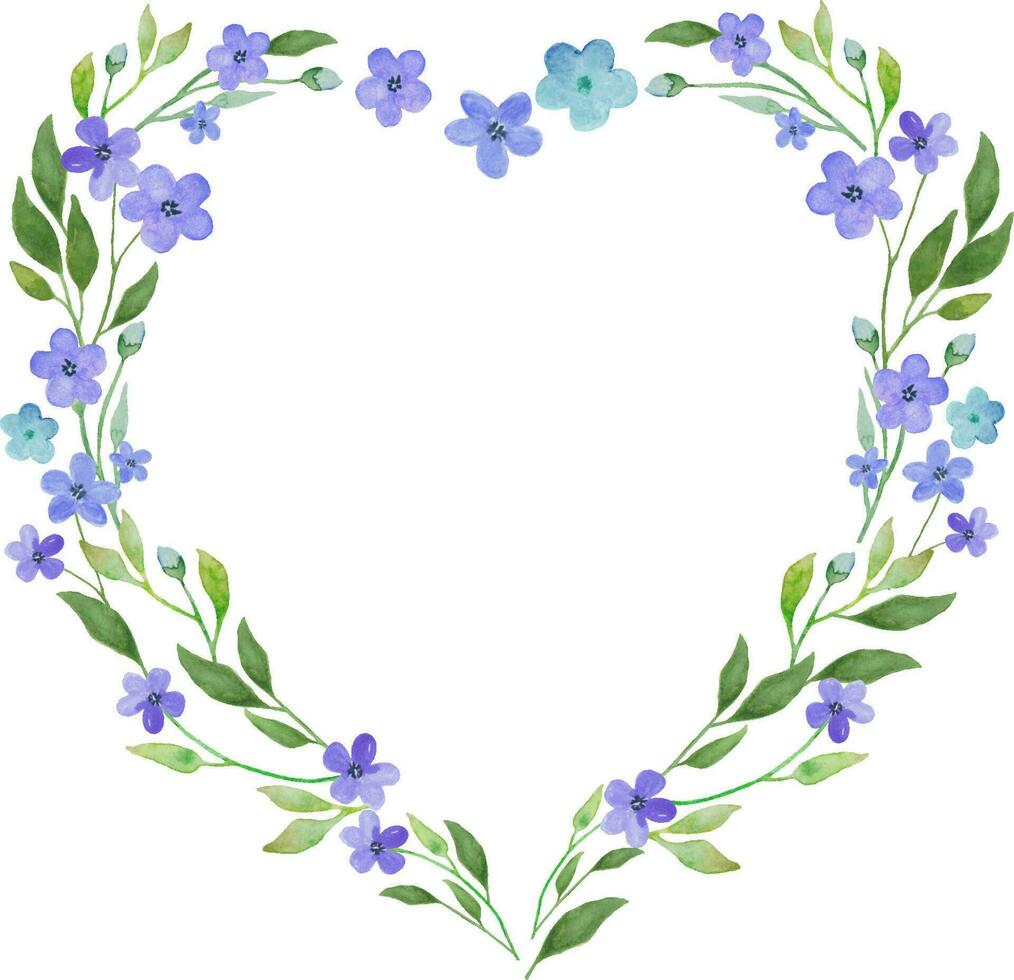 Watercolor floral heart. Hand drawn illustration isolated on white background. Vector EPS.