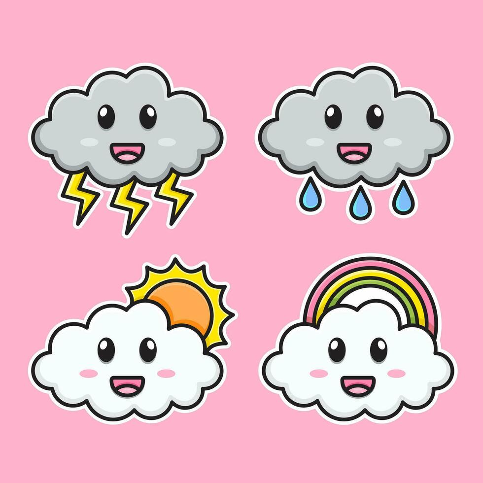 4 4 conjuntos de dibujos animados nubes son adorable, y lindo. vector