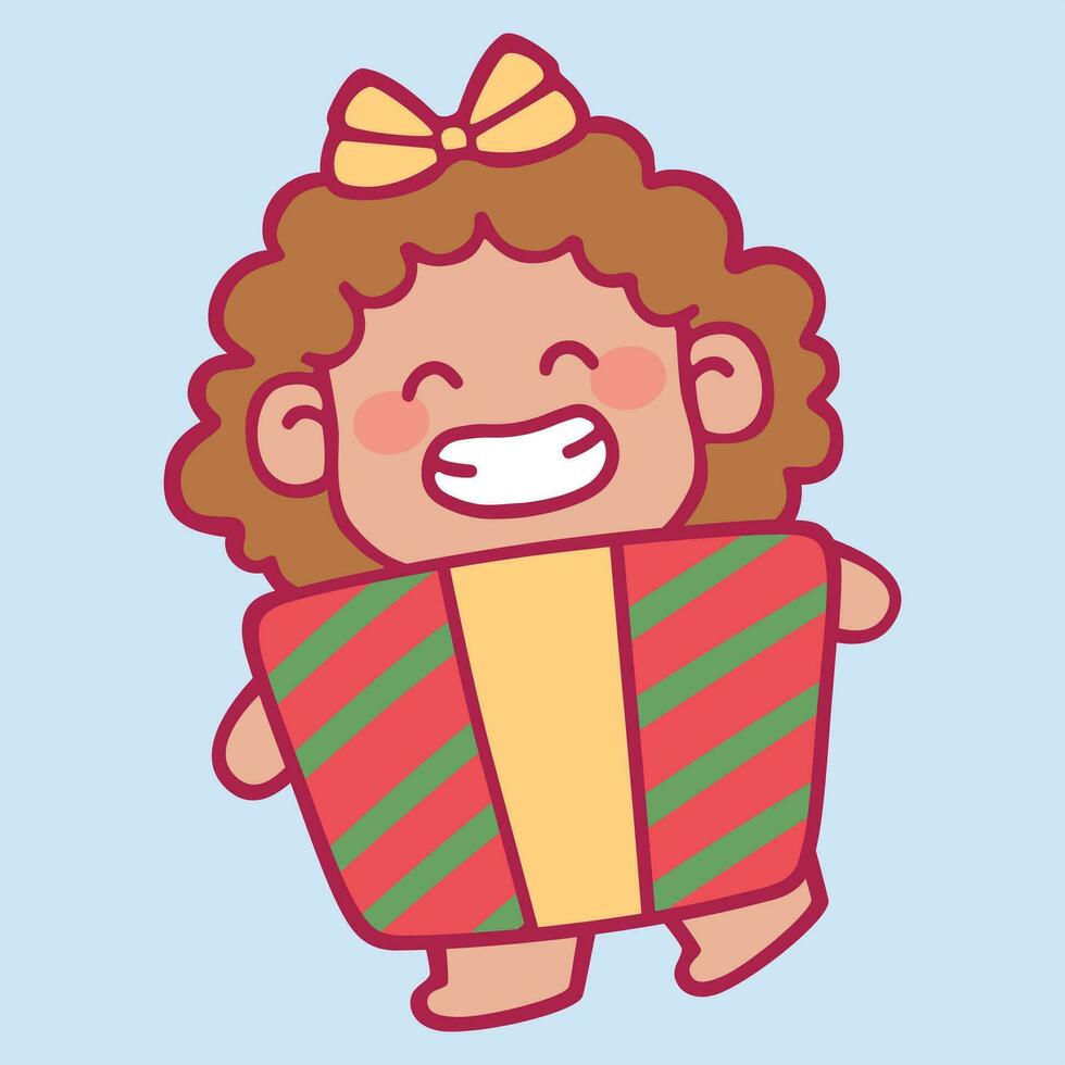 linda dibujos animados niños vistiendo Navidad fiesta disfraz vector letras. fiesta temporada vector letras