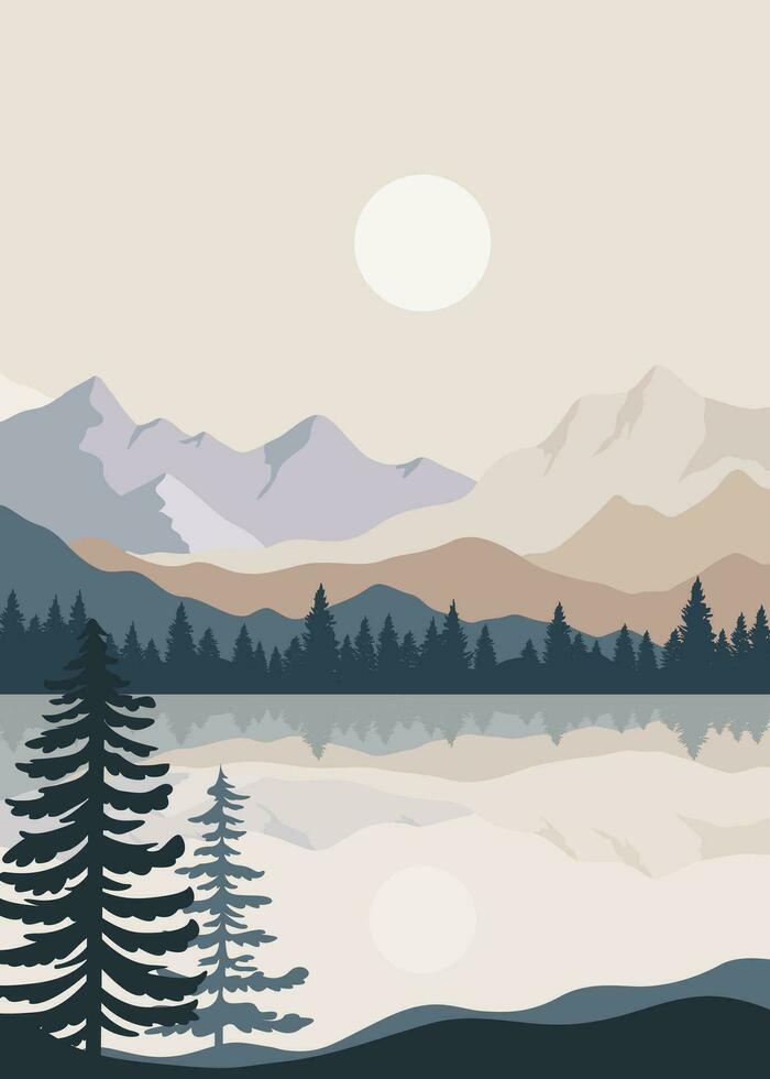 paisaje fondo.pared Arte vector. follaje línea Arte dibujo con resumen forma.planta Arte diseño para imprimir, cubrir, fondo de pantalla, mínimo y natural pared. vector