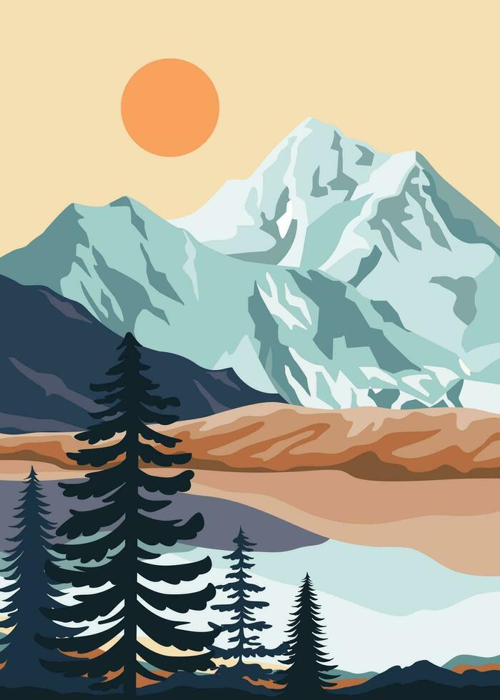 paisaje fondo.pared Arte vector. follaje línea Arte dibujo con resumen forma.planta Arte diseño para imprimir, cubrir, fondo de pantalla, mínimo y natural pared. vector