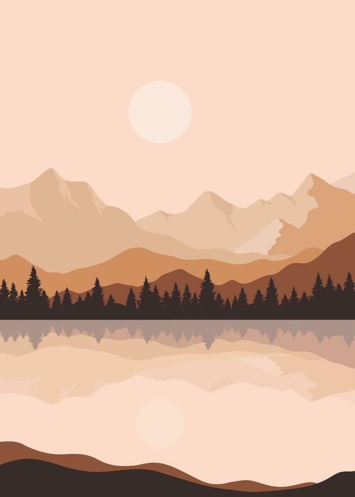 paisaje fondo.pared Arte vector. follaje línea Arte dibujo con resumen forma.planta Arte diseño para imprimir, cubrir, fondo de pantalla, mínimo y natural pared. vector