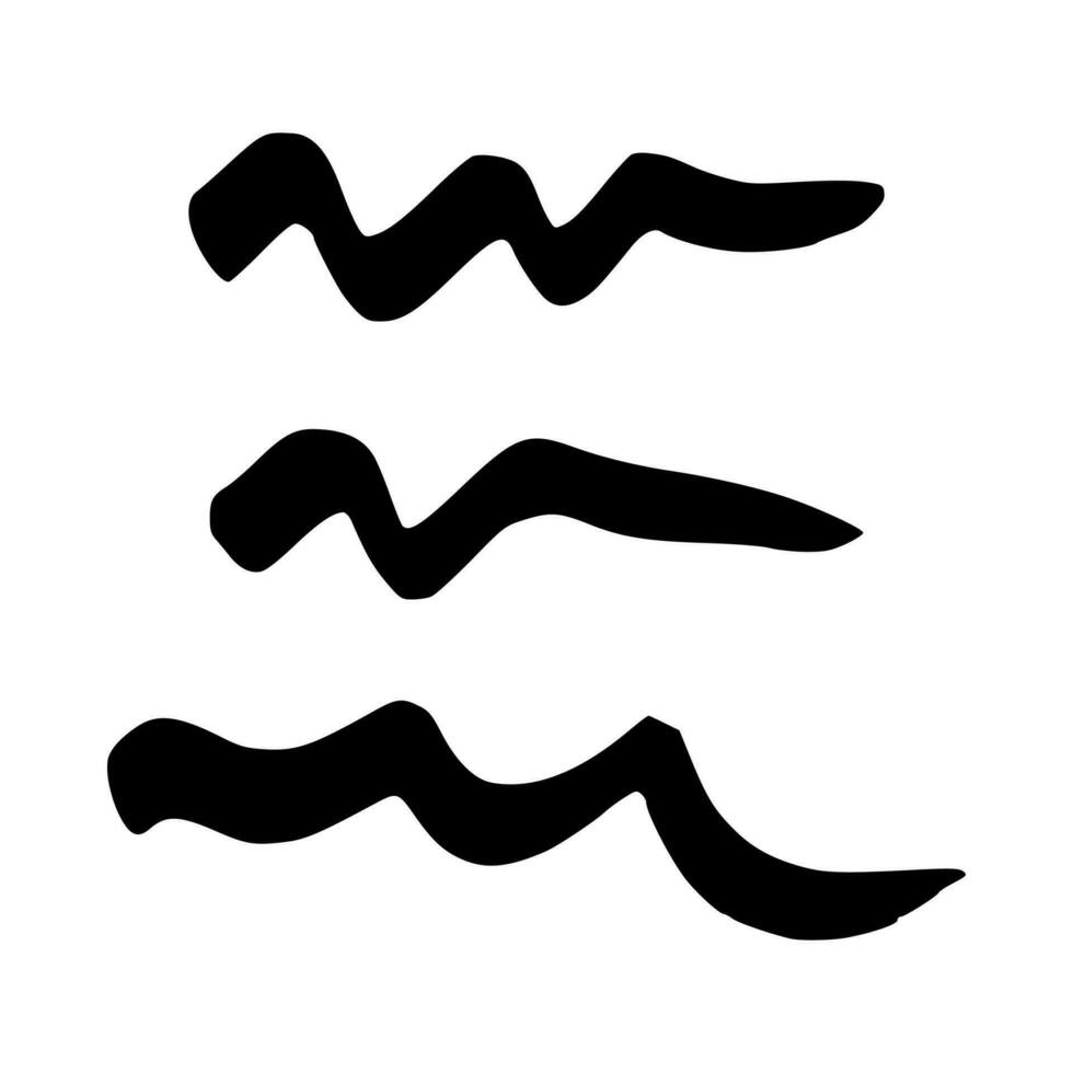 Black wavy grunge brush strokes vector