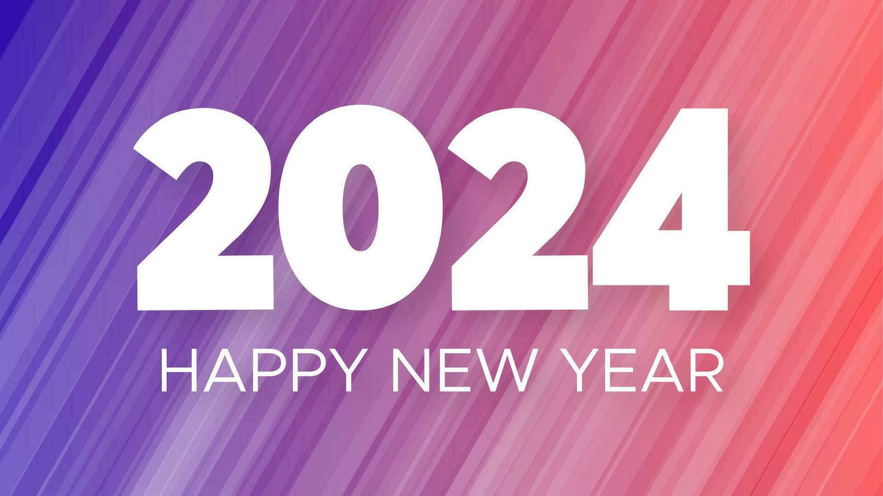 2024 Happy New Year background.  Modern greeting banner template with white 2024 New Year numbers on purple abstract background with lines. Vector illustration
