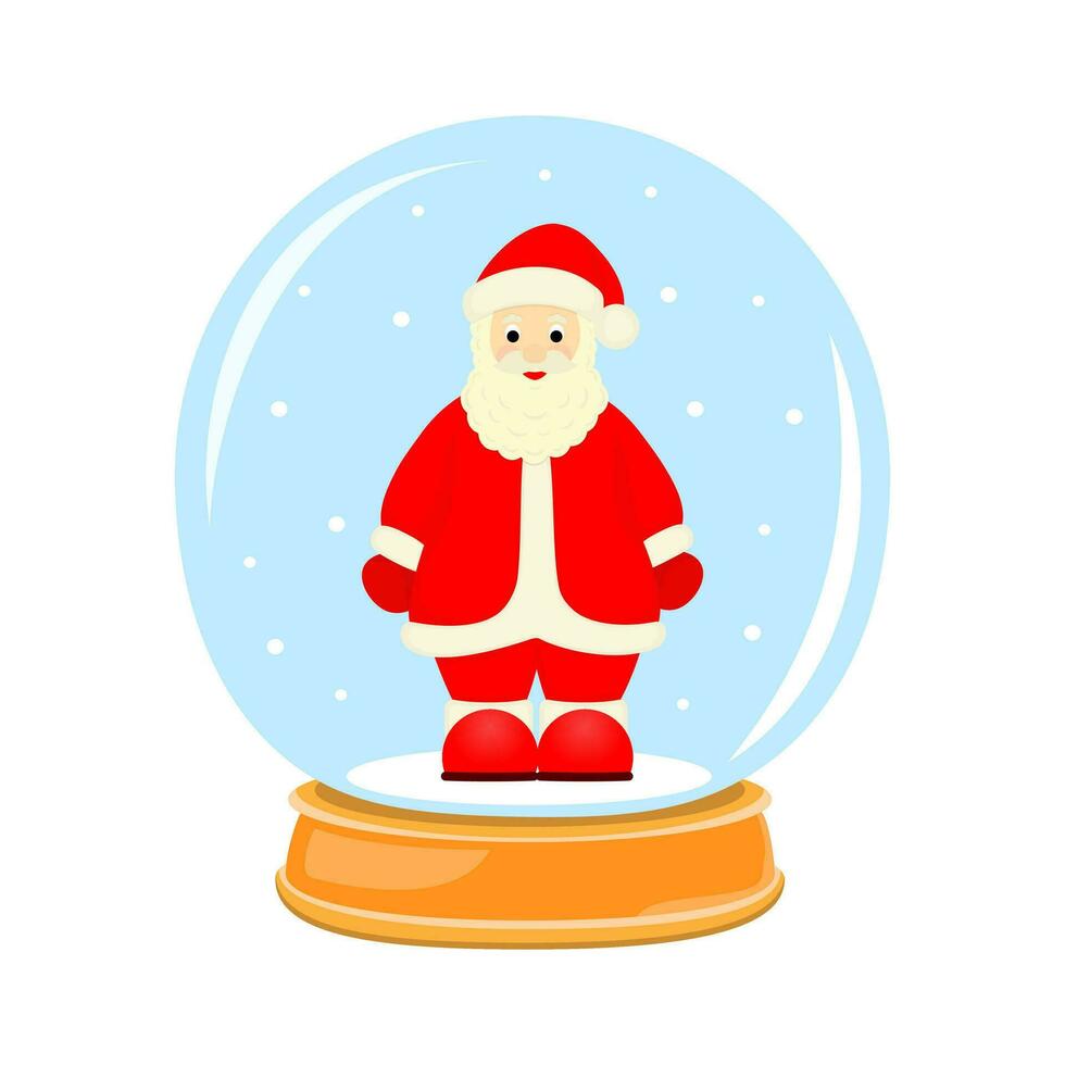 Vector illustration. Santa Claus in a magic glass ball. New Year and Christmas illustration