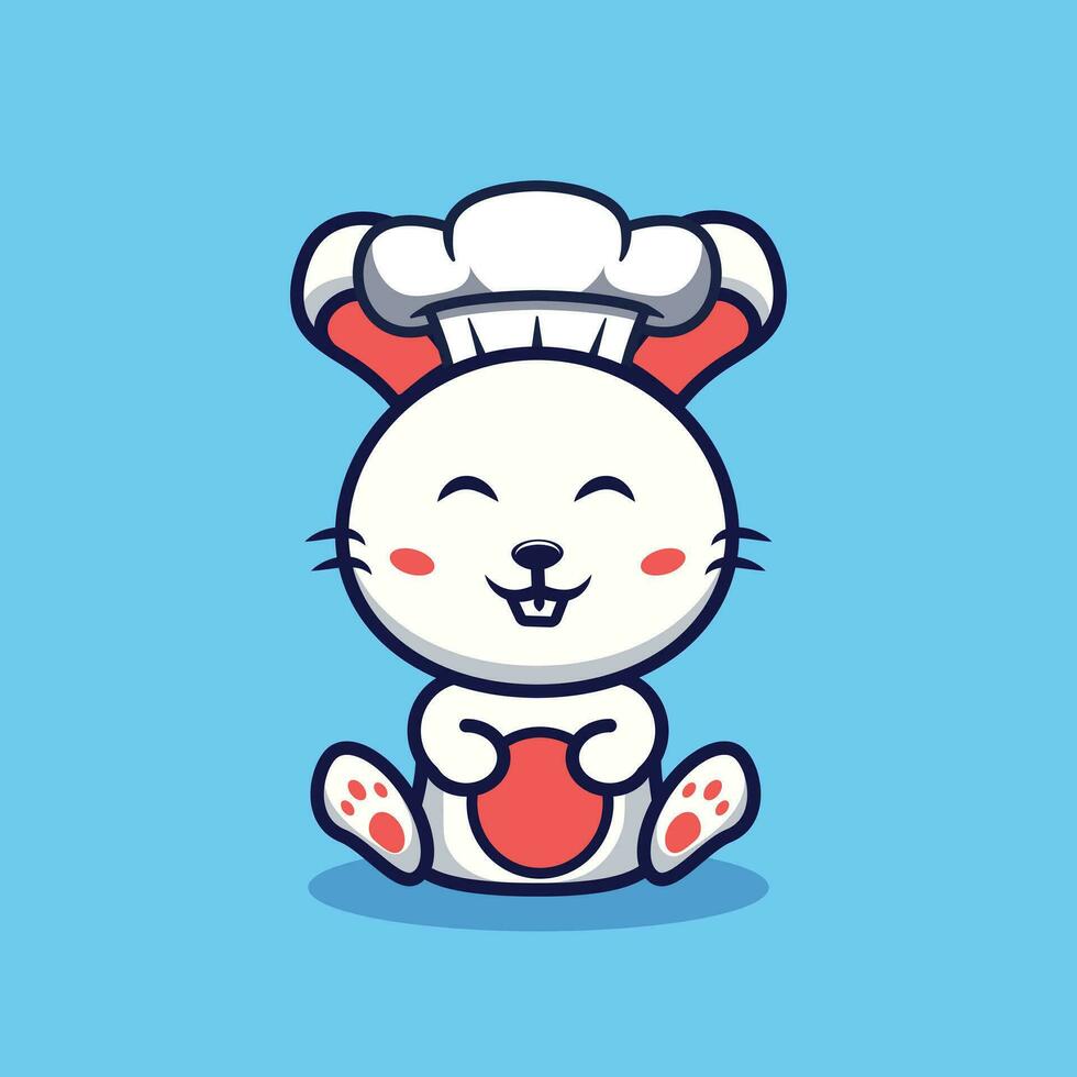 Cute Bunny Chef Vector Cartoon Illustration