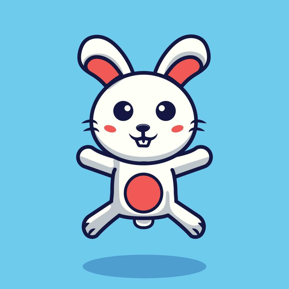 Cute Bunny Jumping Vector Cartoon Illustration