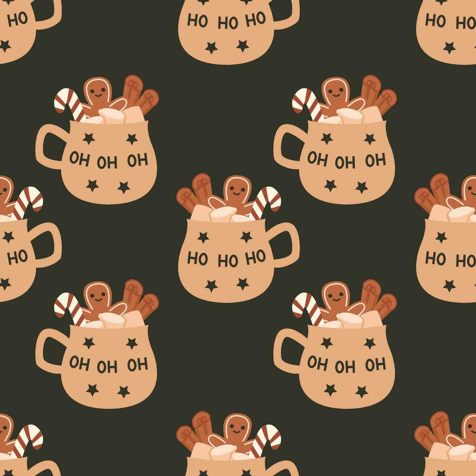 Seamless pattern with cup of hot chocolate vector