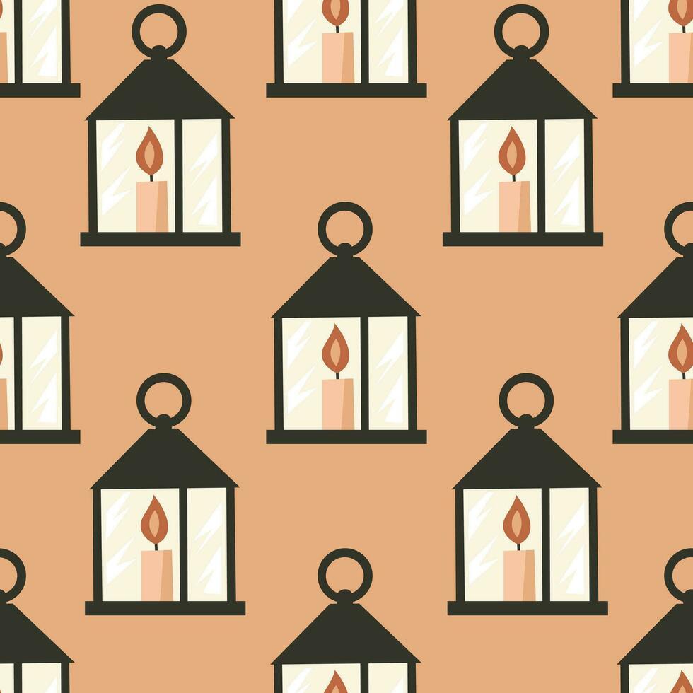 Seamless pattern with lantern vector