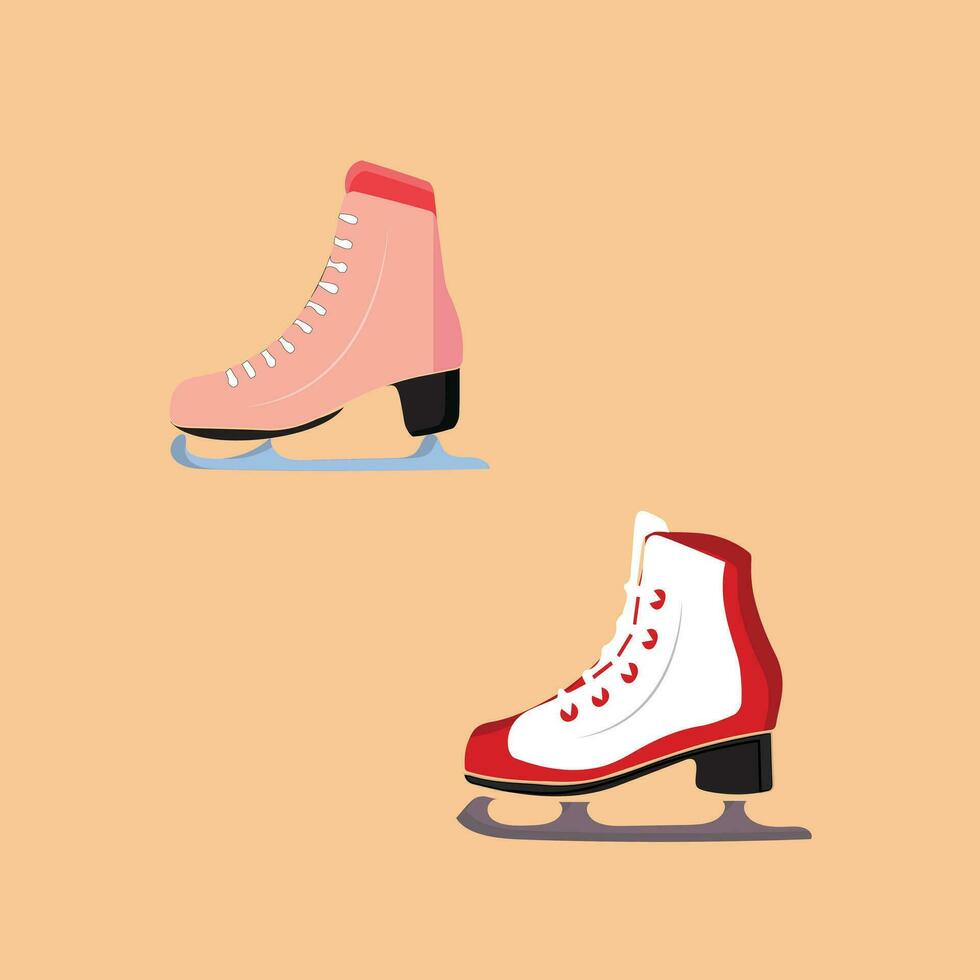 Ice skates icon set. Flat set of ice skates vector icons for web design. Winter sports shoe pair for ice skating competition isolated
