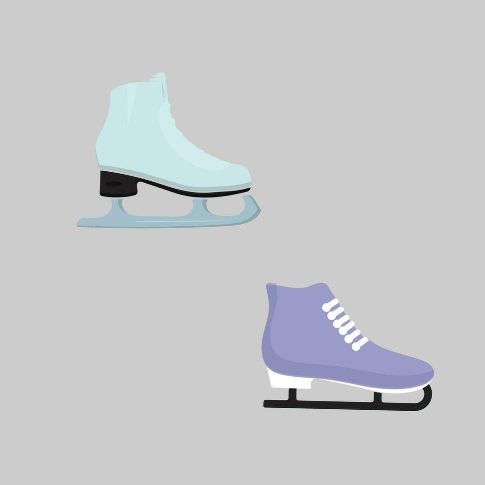Ice skates icon set. Flat set of ice skates vector icons for web design. Winter sports shoe pair for ice skating competition isolated