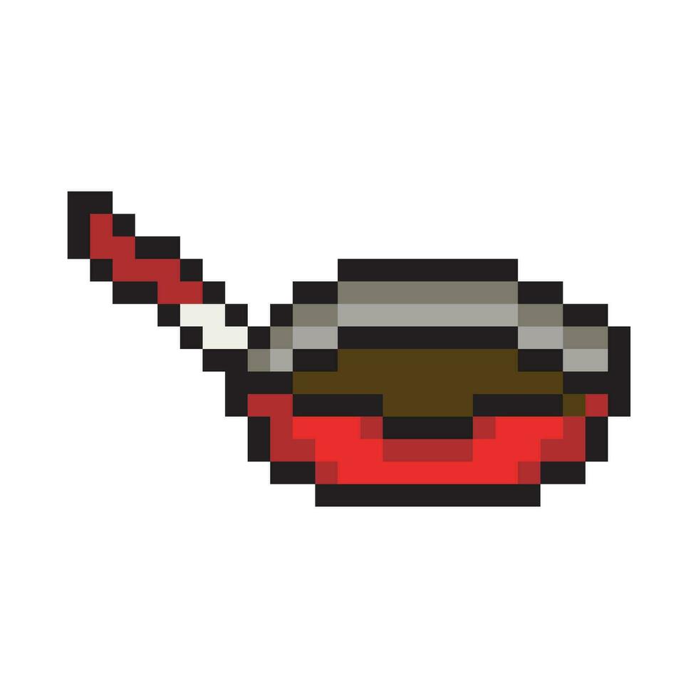 Fraying pan with pixel art style vector