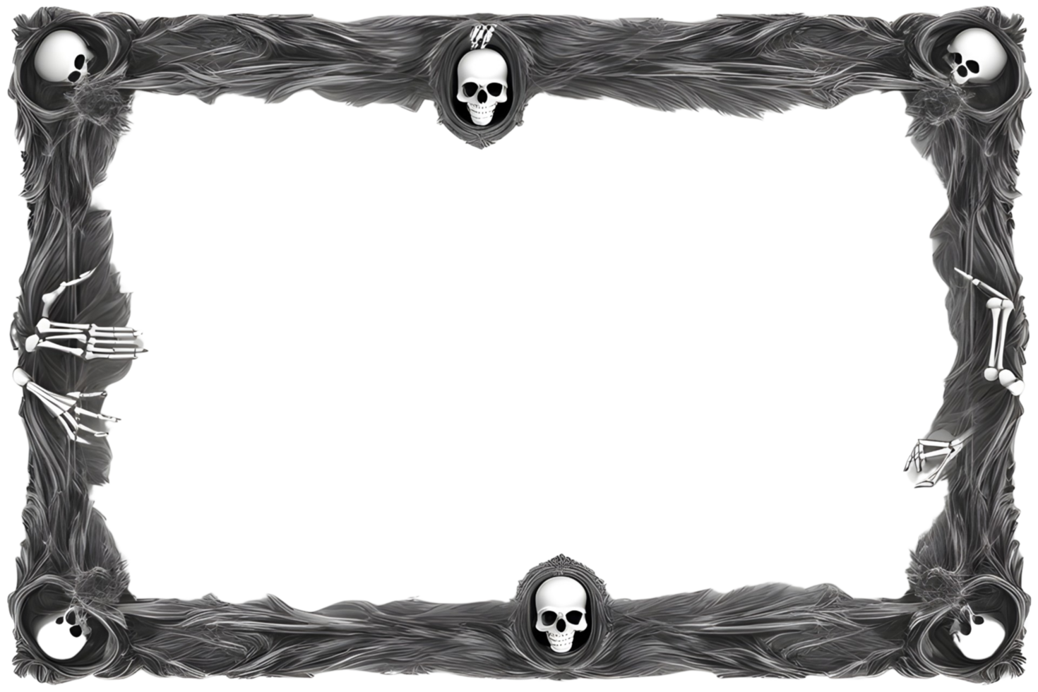 AI generated Skull 3D border frame PNG transparent background