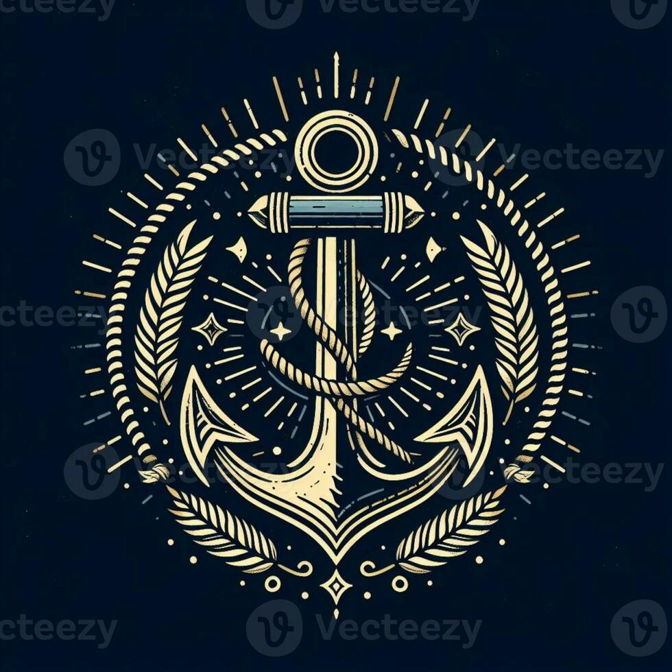AI generated illustration of anchor in vintage style photo