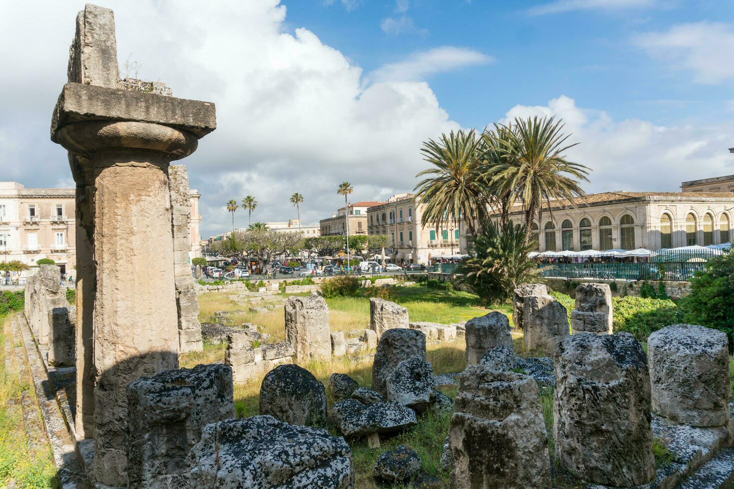 Syracuse, Italy-May 9, 2022-View of the beautiful temple of Apollo,  the oldest in Sicily during a sunny day photo