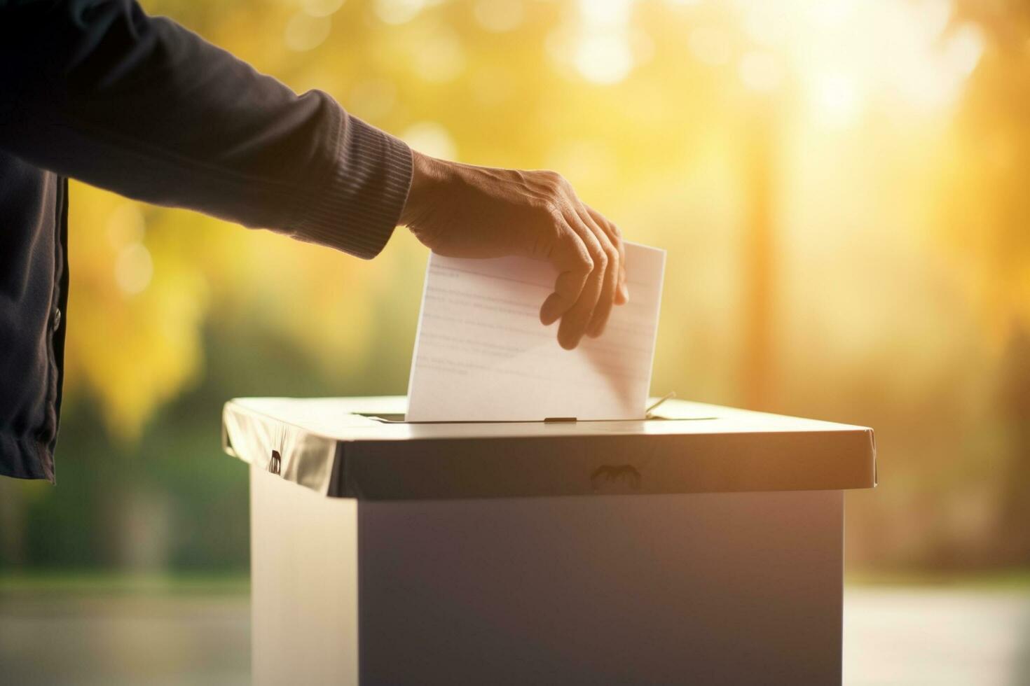 ai generado presidencial elección en unido estados de America. votación caja en Estados Unidos bandera antecedentes. foto