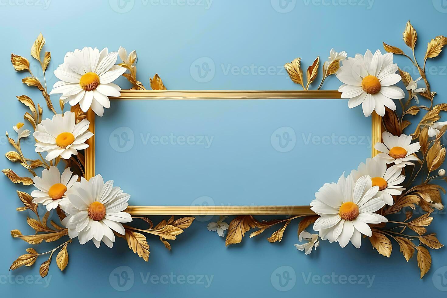 AI generated Banner template with place for text for Women's Day, Mother's Day, Birthday. Greeting card with daisies photo