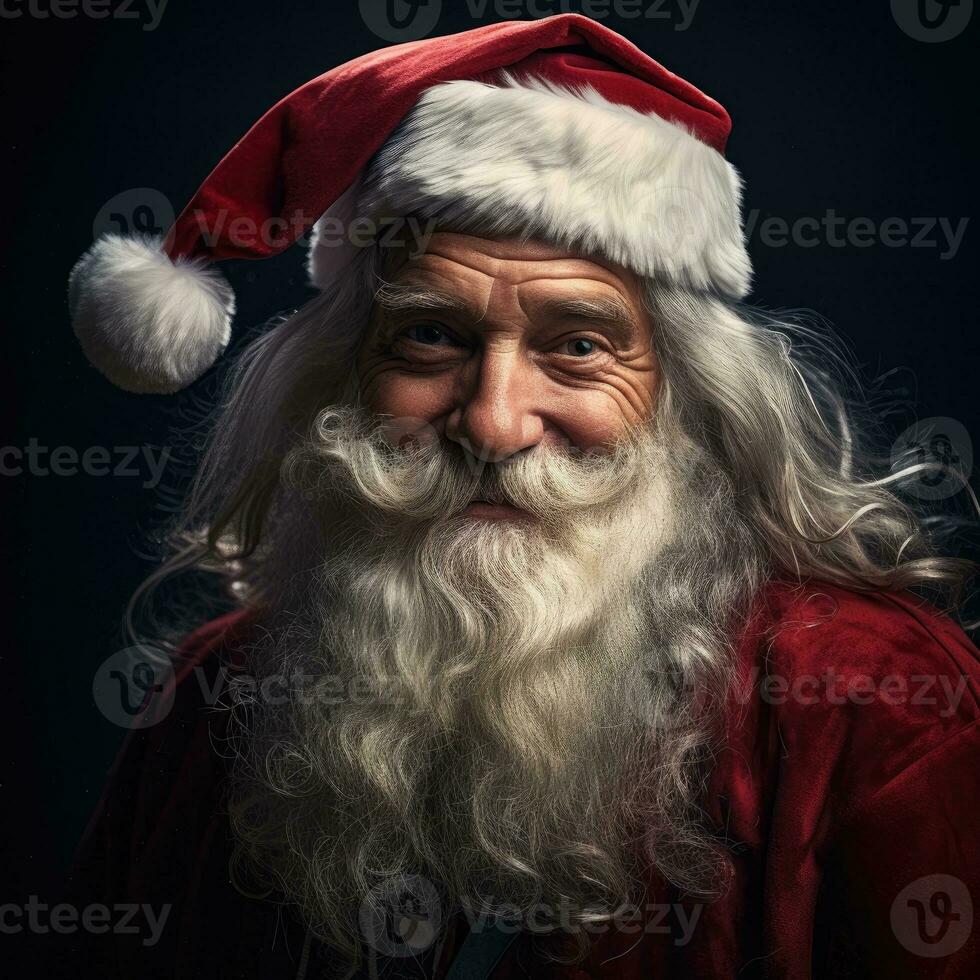 ai generado estudio retrato de Papa Noel claus foto