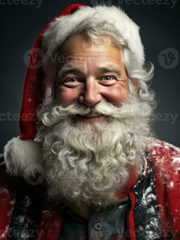 ai generado estudio retrato de Papa Noel claus foto