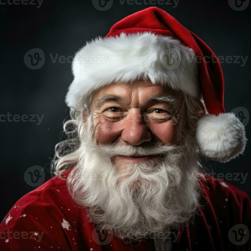 ai generado estudio retrato de Papa Noel claus foto