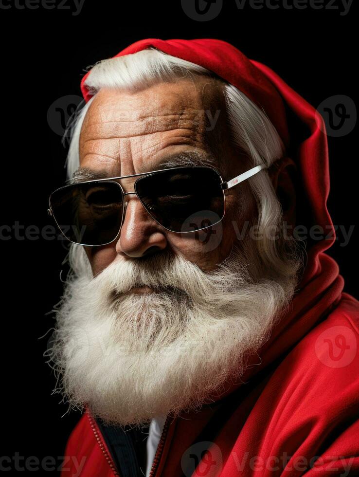 ai generado estudio retrato de Papa Noel claus foto