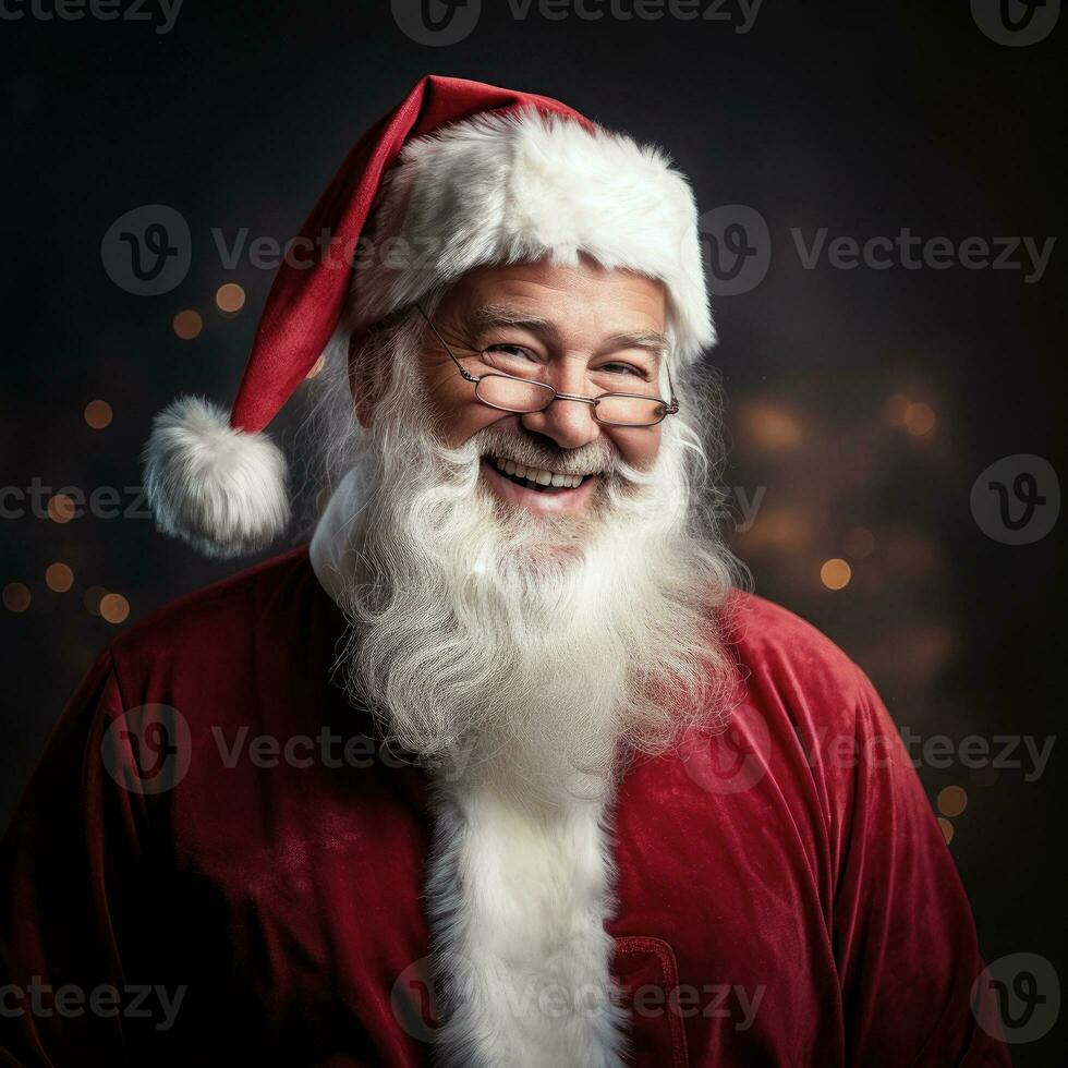 ai generado estudio retrato de Papa Noel claus foto